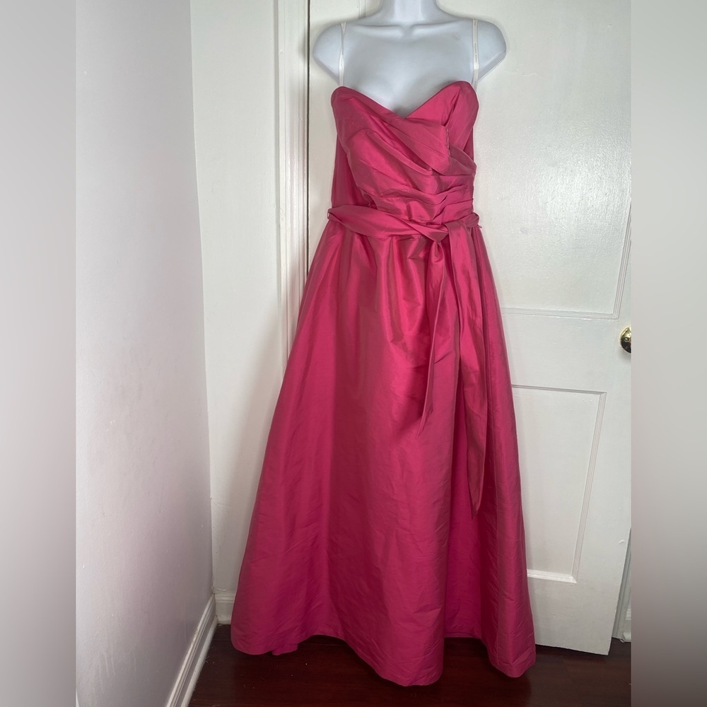 ALFRED SUNG 16 Strawberry Pink Strapless Formal Dress